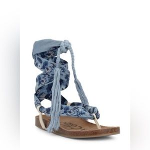 Sam Edelman KELBY Embroidered Braided Tasseled Thong Tie Gladiator Sandals